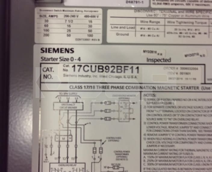 Siemens 17CUB92BF11 Siemens 17CUB92BF11